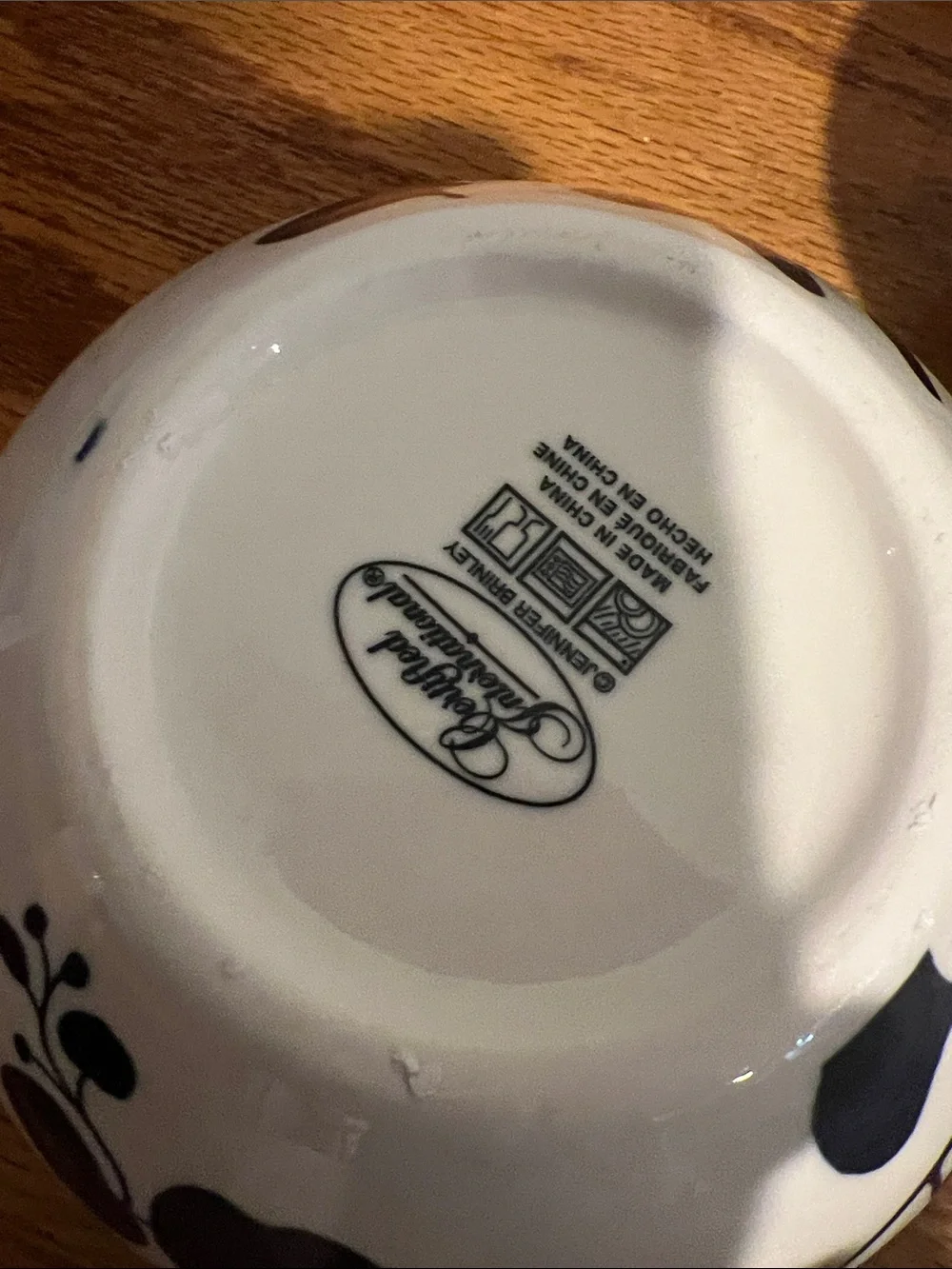 Arbor White Stoneware Bowl Set with Blue Botanical Design - 6 Pieces